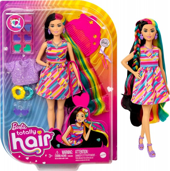 Mattel Barbie Lalka Totally Hair z Akcesoriami Serca HCM90