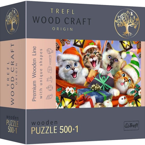 Trefl Puzzle drewniane Świąteczne kotki 20172