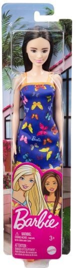 Mattel Lalka Barbie Szykowna Brunetka w niebieskiej sukience w motylki T7439/HBV06