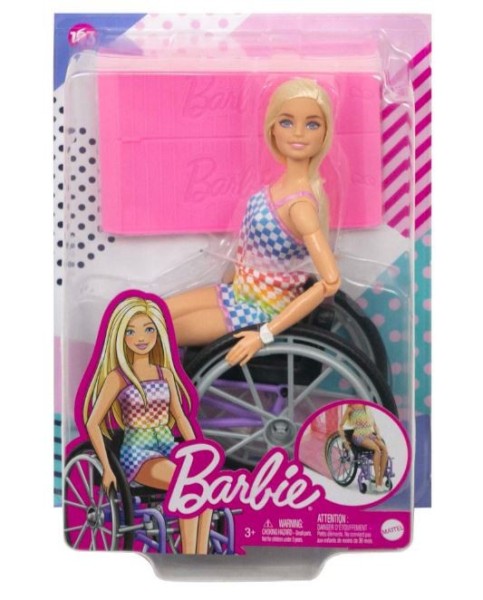 Mattel Lalka Barbie Fashionistas Na Wózku Strój w Kratkę HJT13