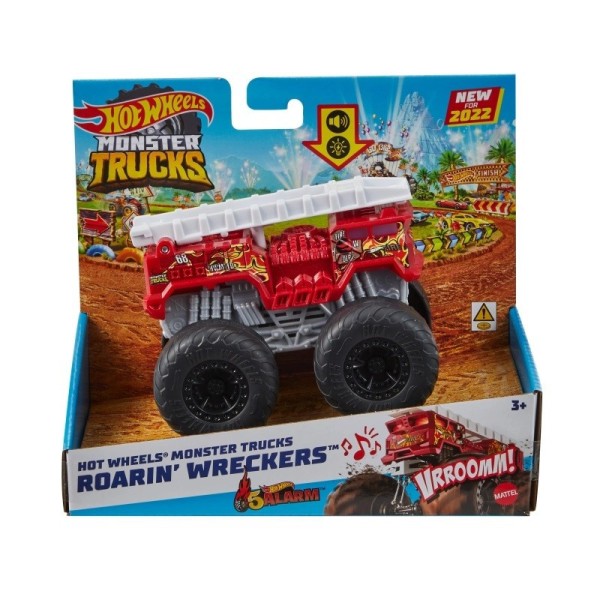 Mattel Hot-Wheels Pojazd Monster Trucks Roarin Wreckers 5 Alarm Pojazd bohater 1:43 światła i dźwięki HDX60/HDX65