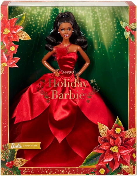 Mattel Barbie Lalka Kolekcjonerska Holiday Świąteczna 2022 Czarne włosy HBY04