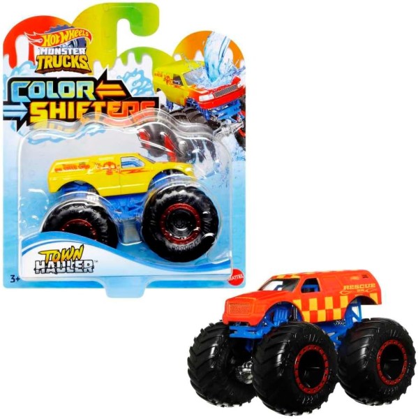 Mattel Hot Wheels Monster Trucks Pojazd Town Hauler Color Shifters HGX06 HGX10