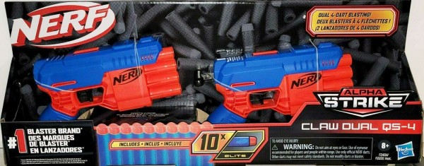 PISTOLET A FLECHETTES NERF ALPHA STRIKE CLAW QS-4 + 4 FLECHETTES ELITE  INCLUSES HASBRO